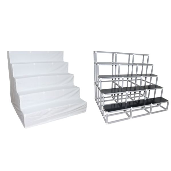 Plain Satin White Cover for 5 Steps 3-width Triple Frame Golu Padi Stand