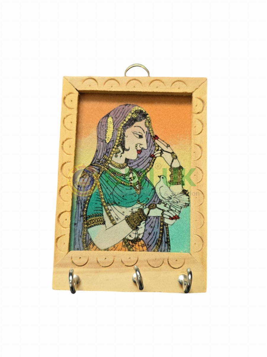 Women With Dove  Wooden Key Hanger