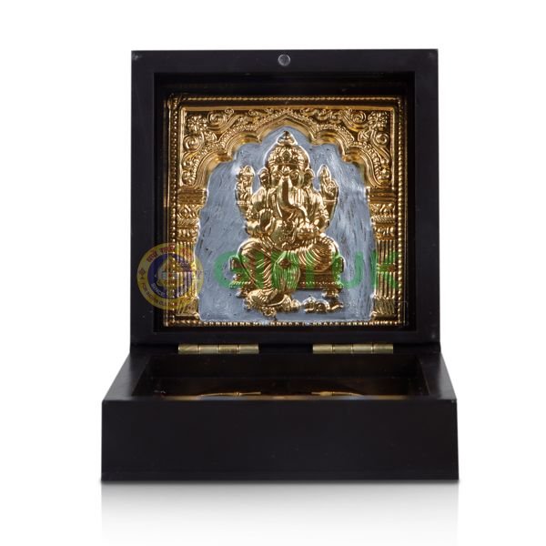 Ganesha with Sri Padam Pooja Box - Gold