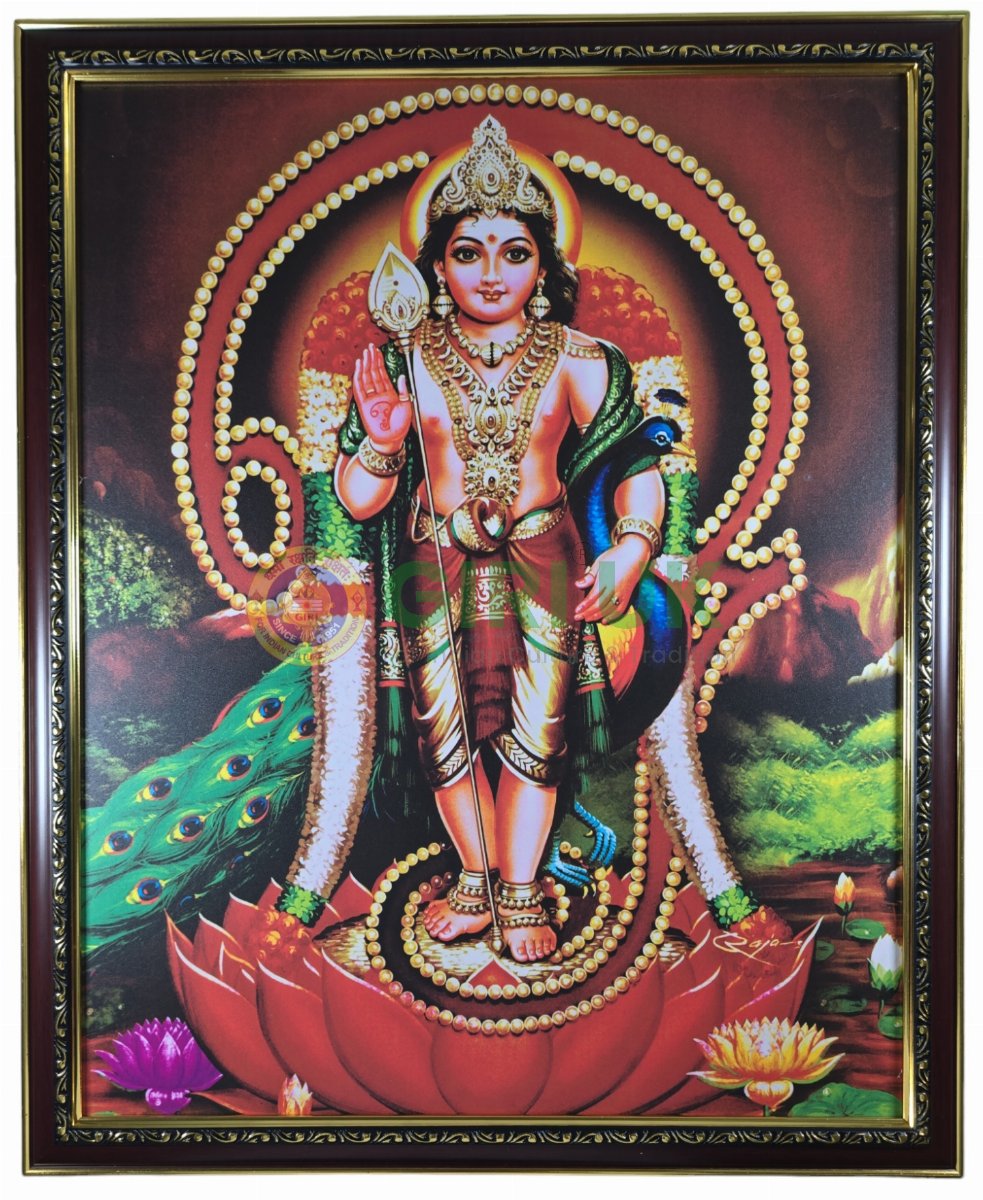 Om Sri Murugar Picture with wooden frame - 18 x 22 inches