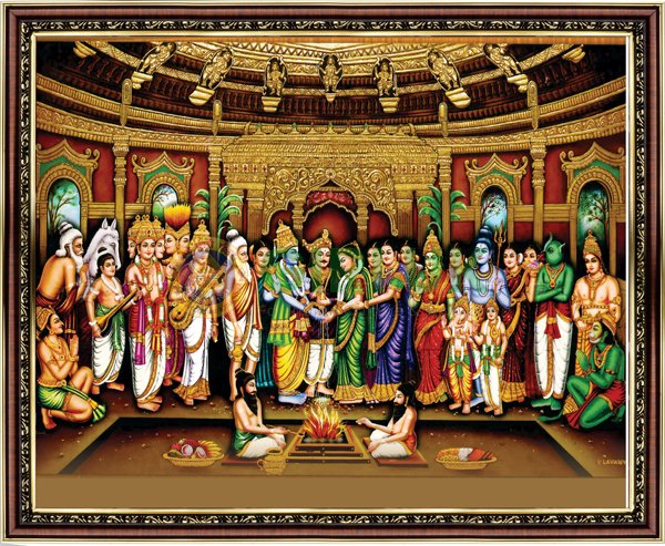 Srinivasa Kalyanam Picture with wooden frame - 18 x 22 inches