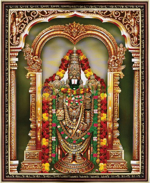 Sri Venkateshwara Picture with wooden frame - 18 x 22 inches