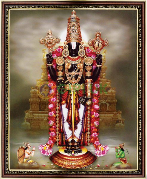 Sri Perumal Picture with wooden frame - 18 x 22 inches