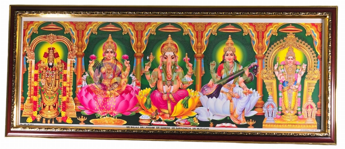 Balaji - Lakshmi - Ganapathi- Saraswati - Thiruchendhur Murugar - 31 x 12 inches