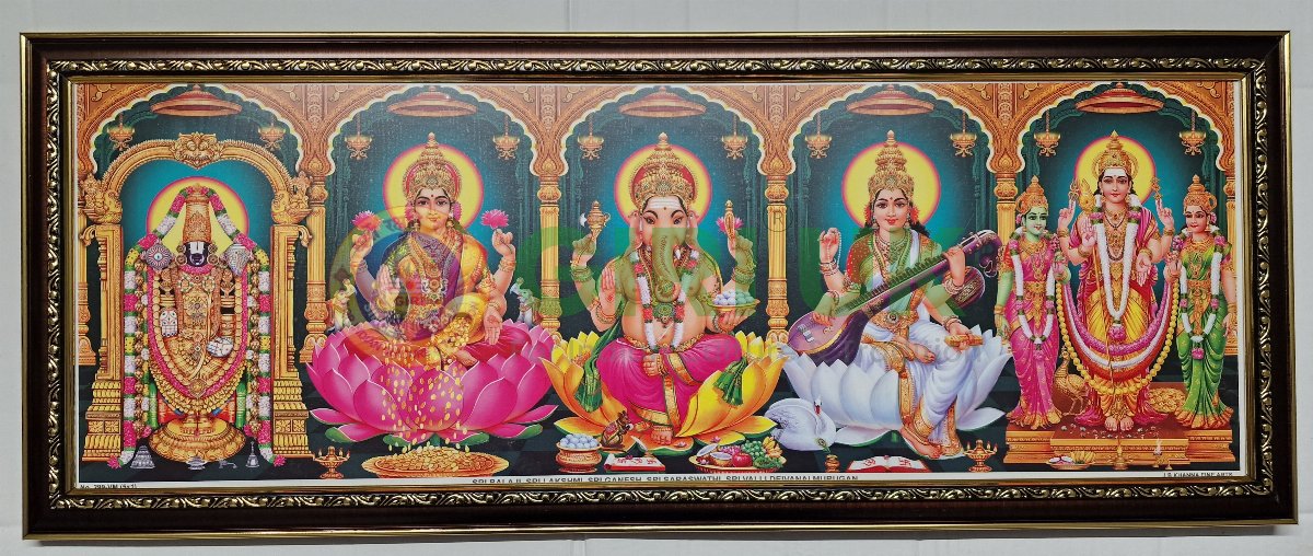 Balaji - Lakshmi - Ganesha - Saraswati - Muruga Photo - 31 x 12 inches