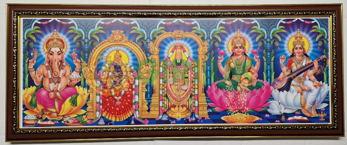 Ganesha - Padmavati - Perumal - Lakshmi - Saraswati 31x12 inches