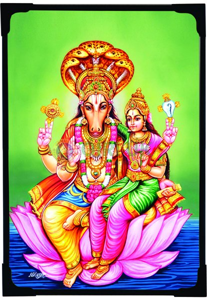 Sri Hayagriva with Maha Lakshmi Picture 6 x 4 inches