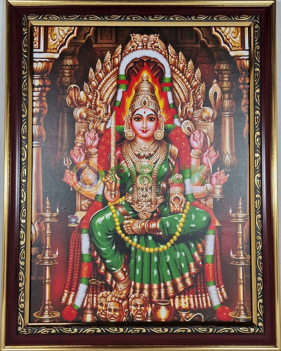 Karumari Amman Picture with wooden frame - 14 x 11 inches