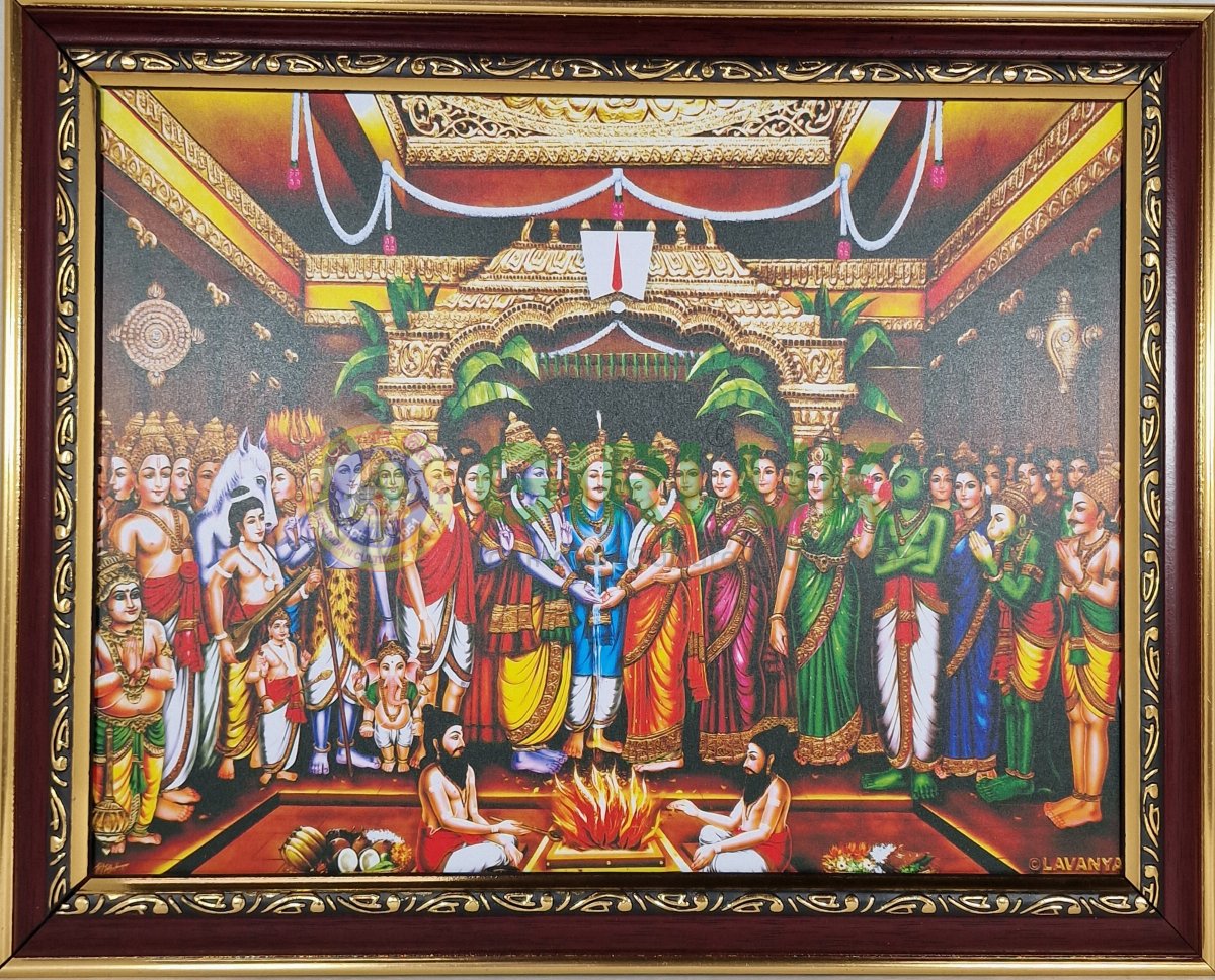 Srinivasa Kalyanam Picture with wooden frame - 14 x 11 inches