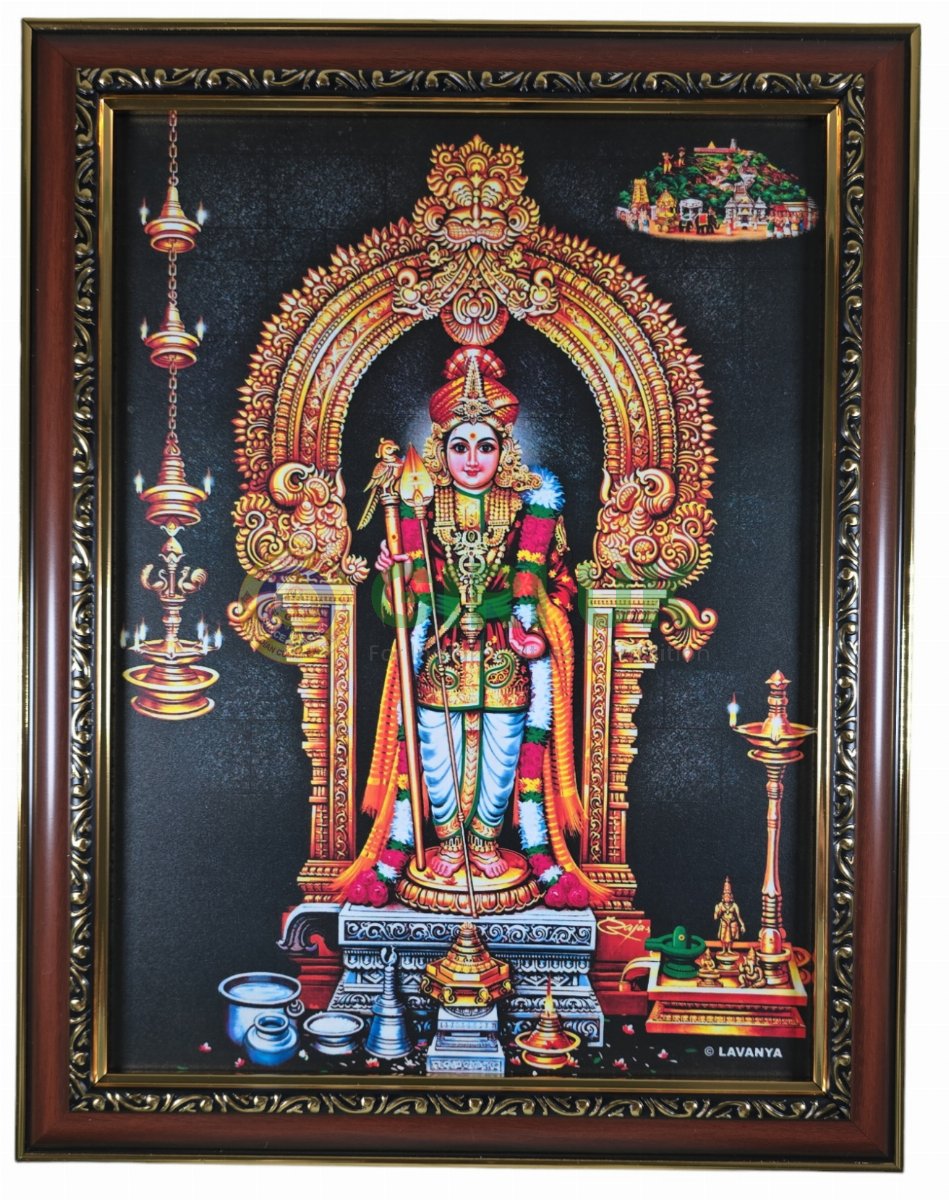 Raja Alangaram Murugan Picture with wooden frame - 14 x 11 inches