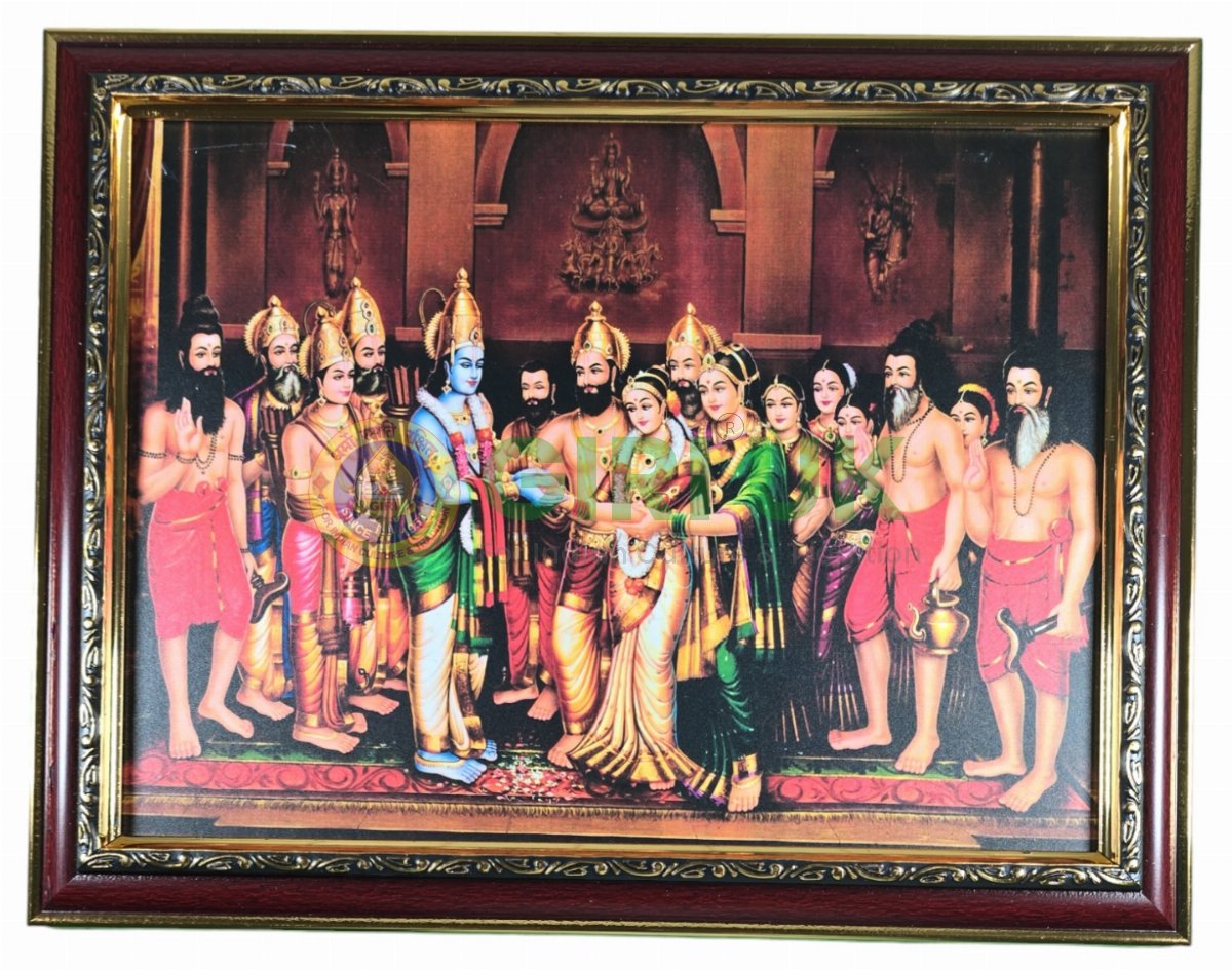 Seetha Rama Kalyanam Picture with wooden frame – 14 x 11 inches