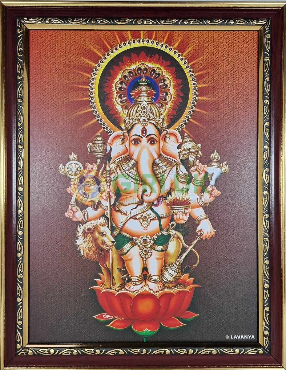 Kan Drishti Ganapati Painting with wooden frame - 14 x 11 inches