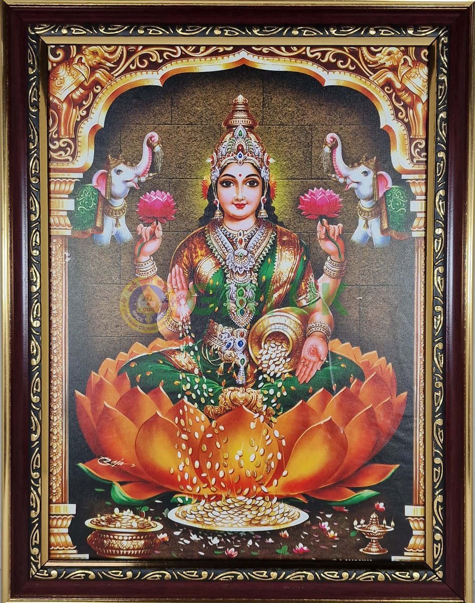 Maha Lakshmi Painting  with wooden frame - 14 x 11 inches