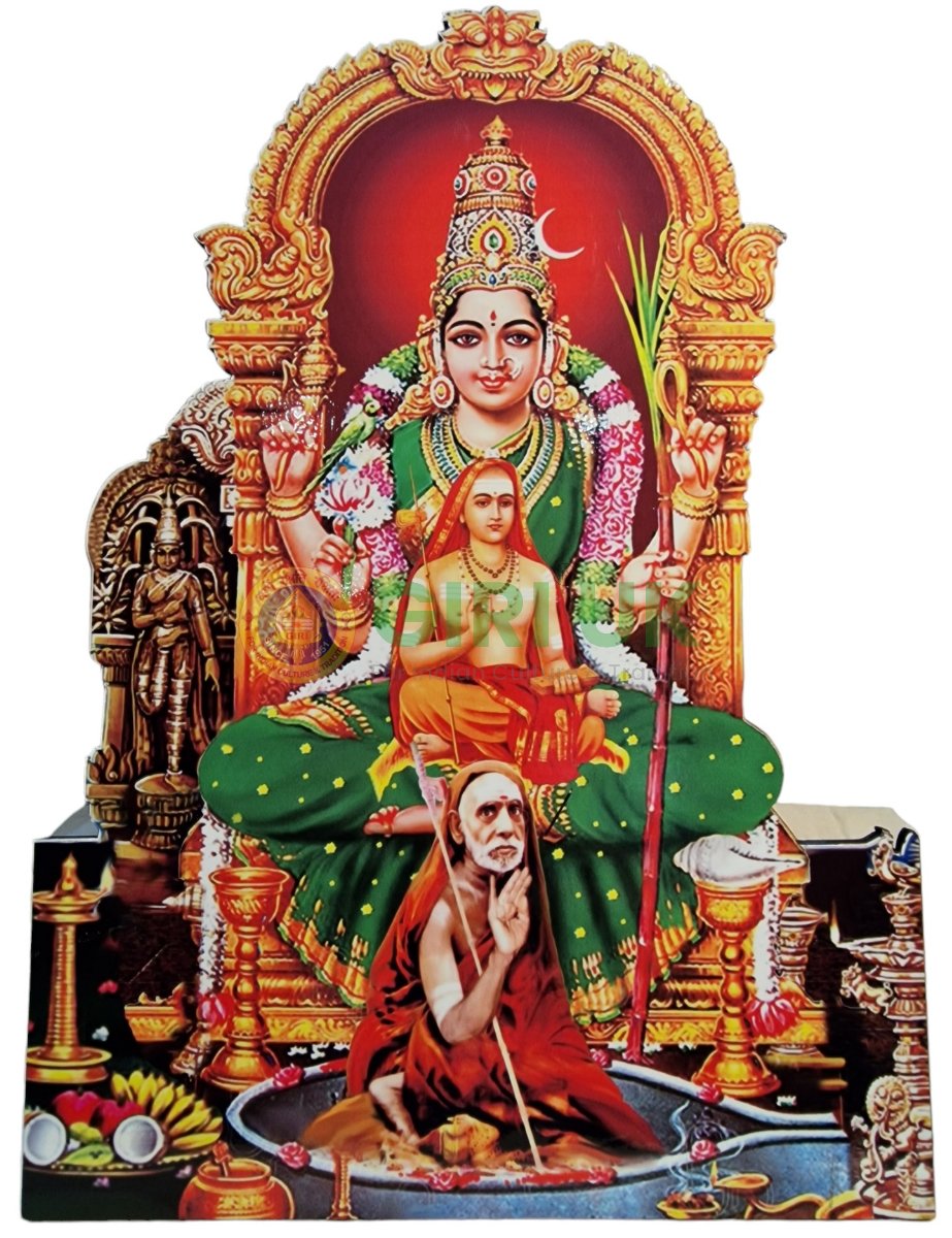 12 inch cutout Sri Kamakshi Amman - Adi Shankara - Maha Periyava