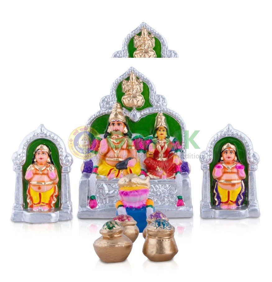 Lakshmi Kubera Set - Clay - 8 Pcs-11 x 8 Inches