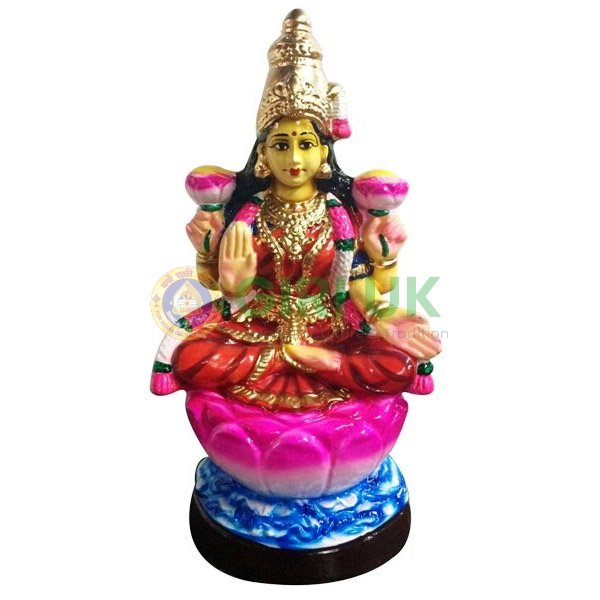 Mahalakshmi Sitting On Lotus - 13 Inches - Paper Mache