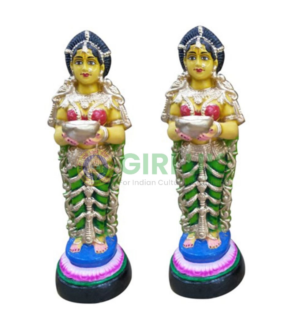 Two Ladies with Paavai Vilakku/Lamp