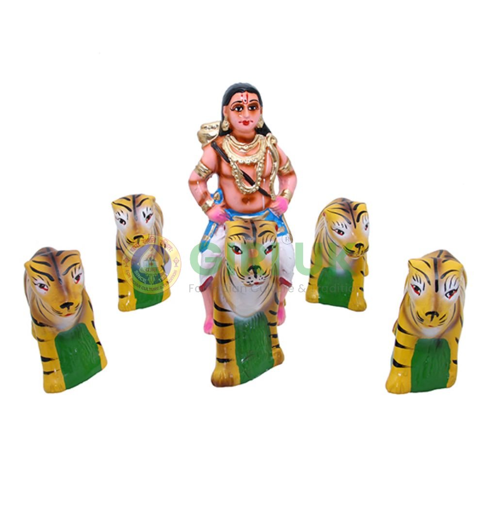 Ayappan Pulivahanam Bommai set - Paper mache - 8 inch