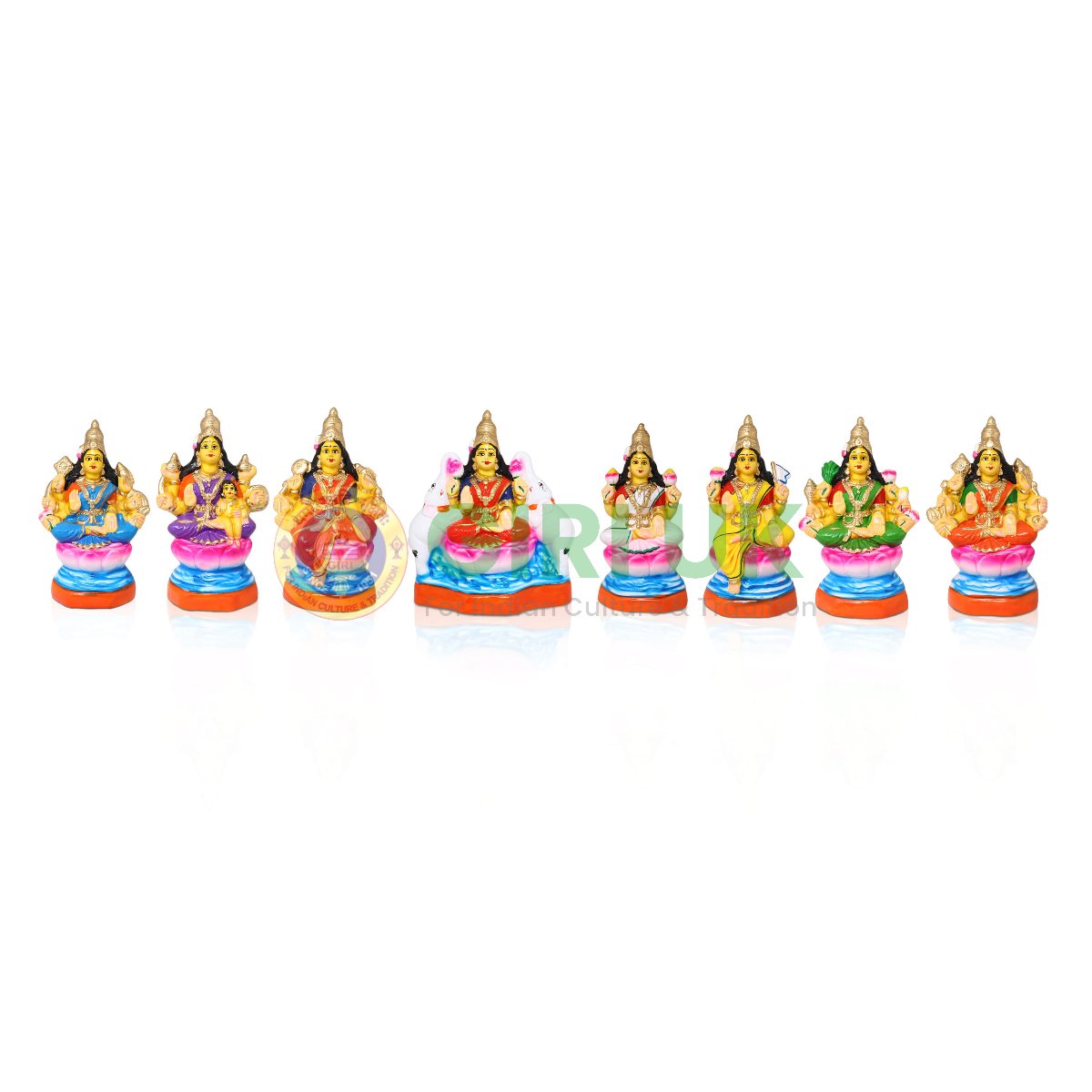 Ashta Lakshmi Set- 9 Inches - Paper Mache