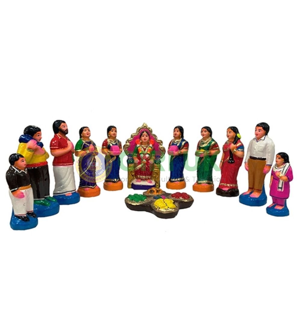 Valaikaapu Theme Bommai Golu Set - 9 Inches - Paper Mache