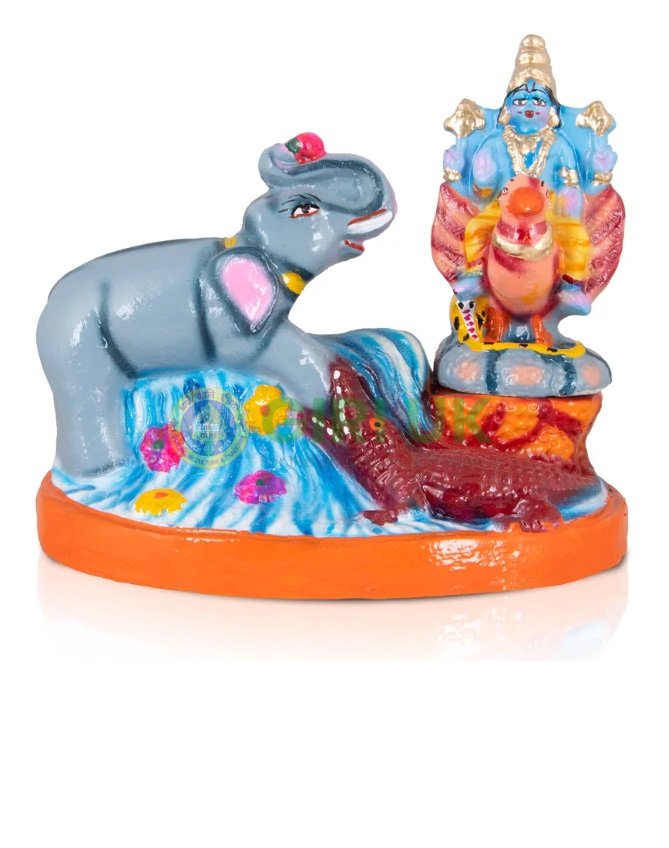 Gajendra Moksham 3 Pcs Set - Clay