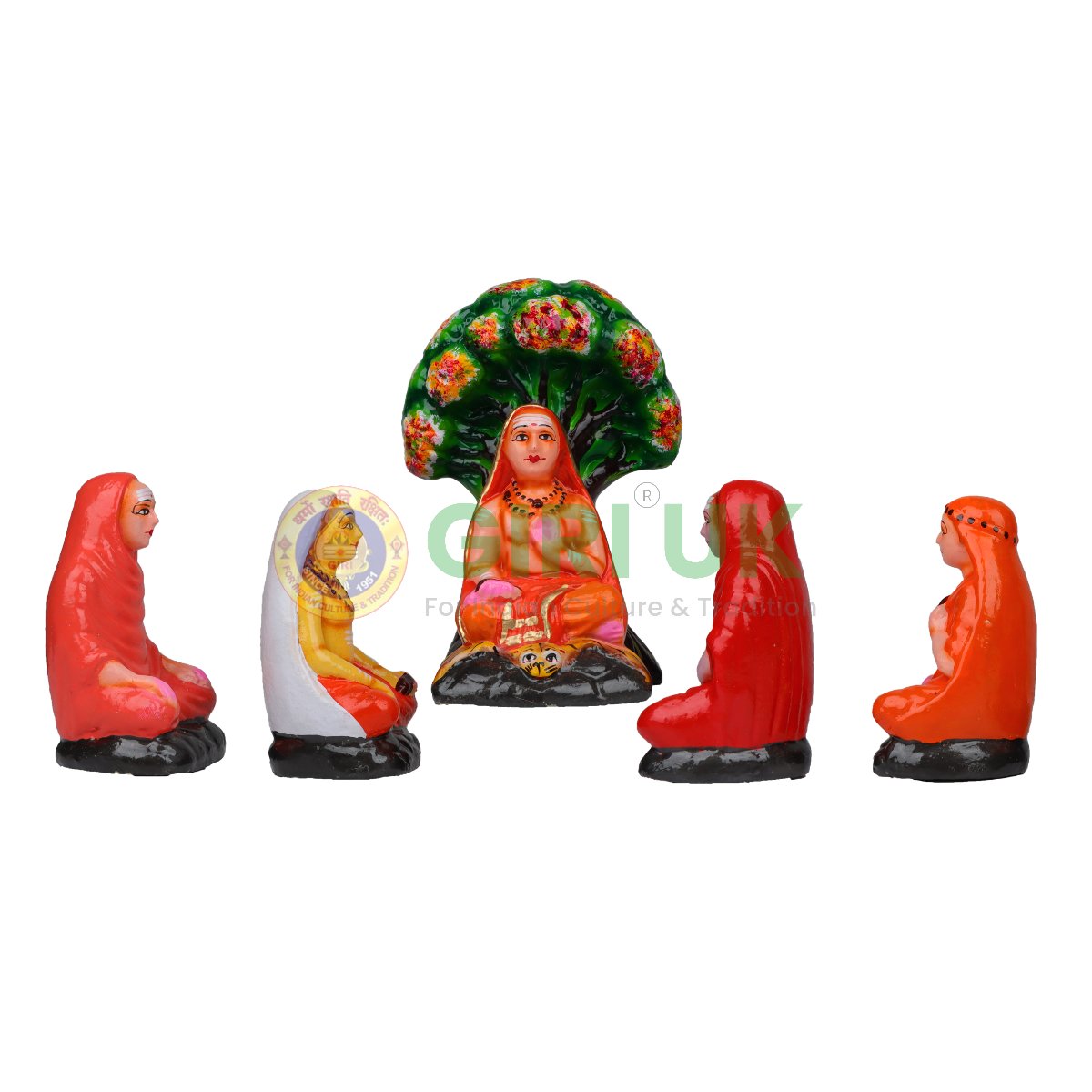 Adi Shankara Set with 4 Disciples 6 PCS SET- Clay - 9 Inch