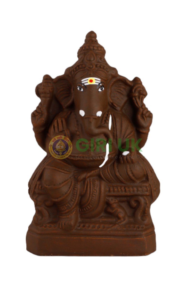 Ganesha on Simhasanam - Clay - 9 inches