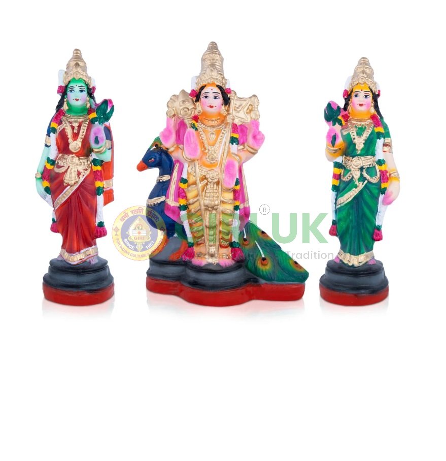 Murugan Valli Deivanai Set - Clay - 3 Pcs - 12 Inch