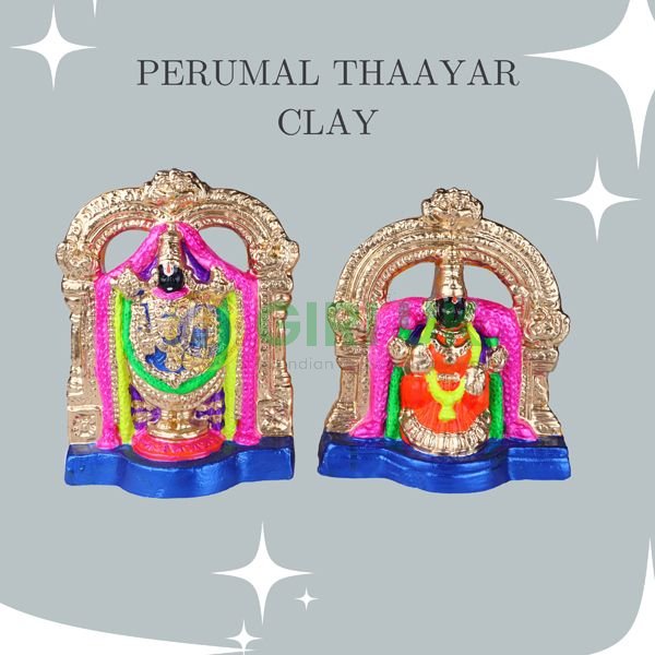 Perumal Thayar Pair - 8 Inches - Clay