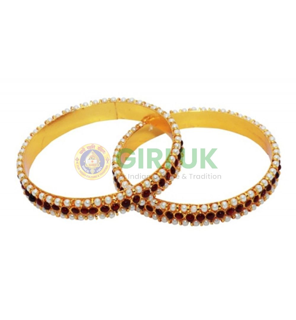 Gold Finish Bangles with Kemp