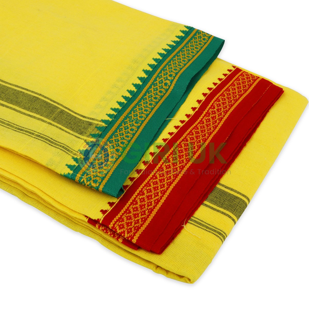 Cotton thalapathi dhoti (veshti) - yellow, 9x5 yards