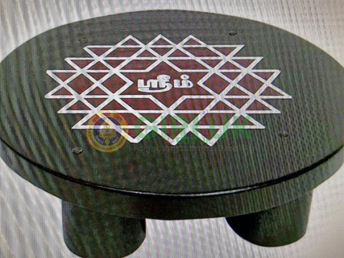 Wooden Palagai with Rangoli design - 6 inches