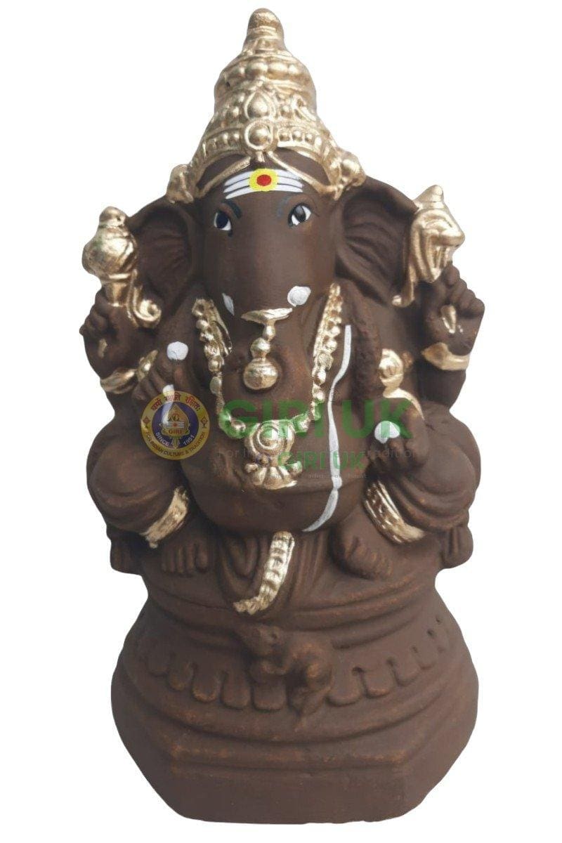 Ganapati Gundu - Clay - Gold -10.5 Inch Right Trunk
