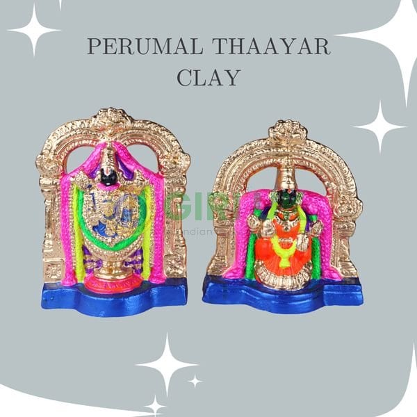 Perumal Thayar Pair - 8 Inches - Clay
