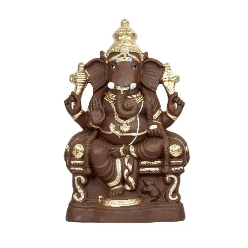 Ganapati Simhasanam New - Gold - 18 Inch Left Trunk