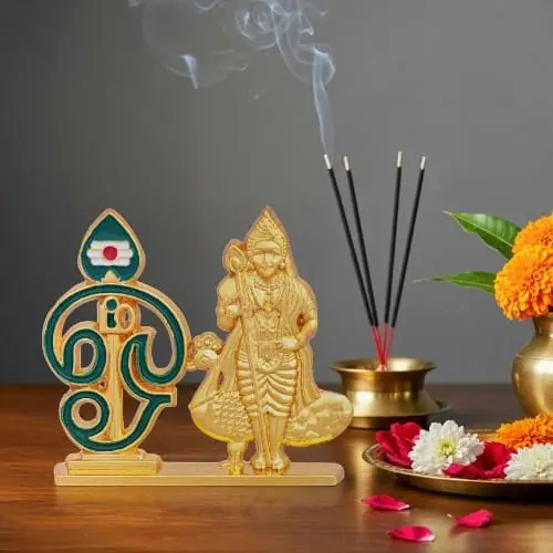 Om Vel With Murugar Idol - Single Base - Zinc - Enamel - GP - 2 Inch - 35 Gms