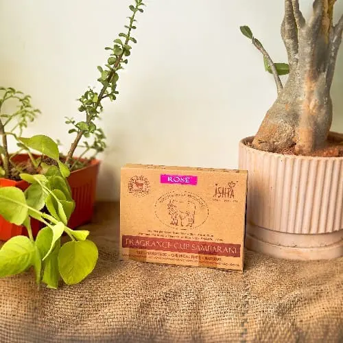 Organic Rose Cup Sambrani from Cow Dug