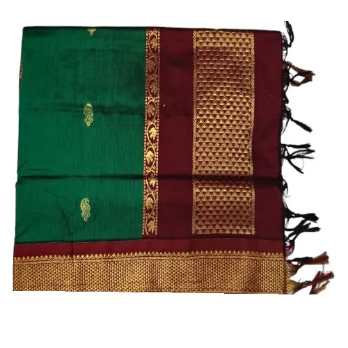 6 Yards Kalyani Cotton Butta Saree-Green
