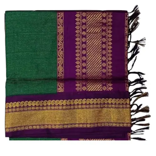 6 Yards Kalyani Cotton Vairaoosi Saree-Green
