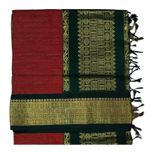 6 Yards Kalyani Cotton Vairaoosi Saree-Maroon