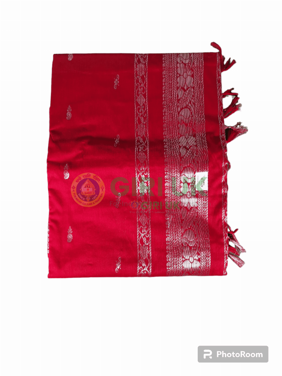 Kalyani Saree - Silver Butta - 6 Yard - Red